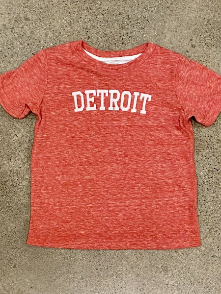 Detroit Collegiate Arch Toddler Tee / White + Heather Red / Toddler Kid's Apparel   