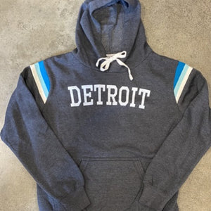Detroit Collegiate Arch Hooded Pullover /  White + Charcoal / Unisex sweatshirt   