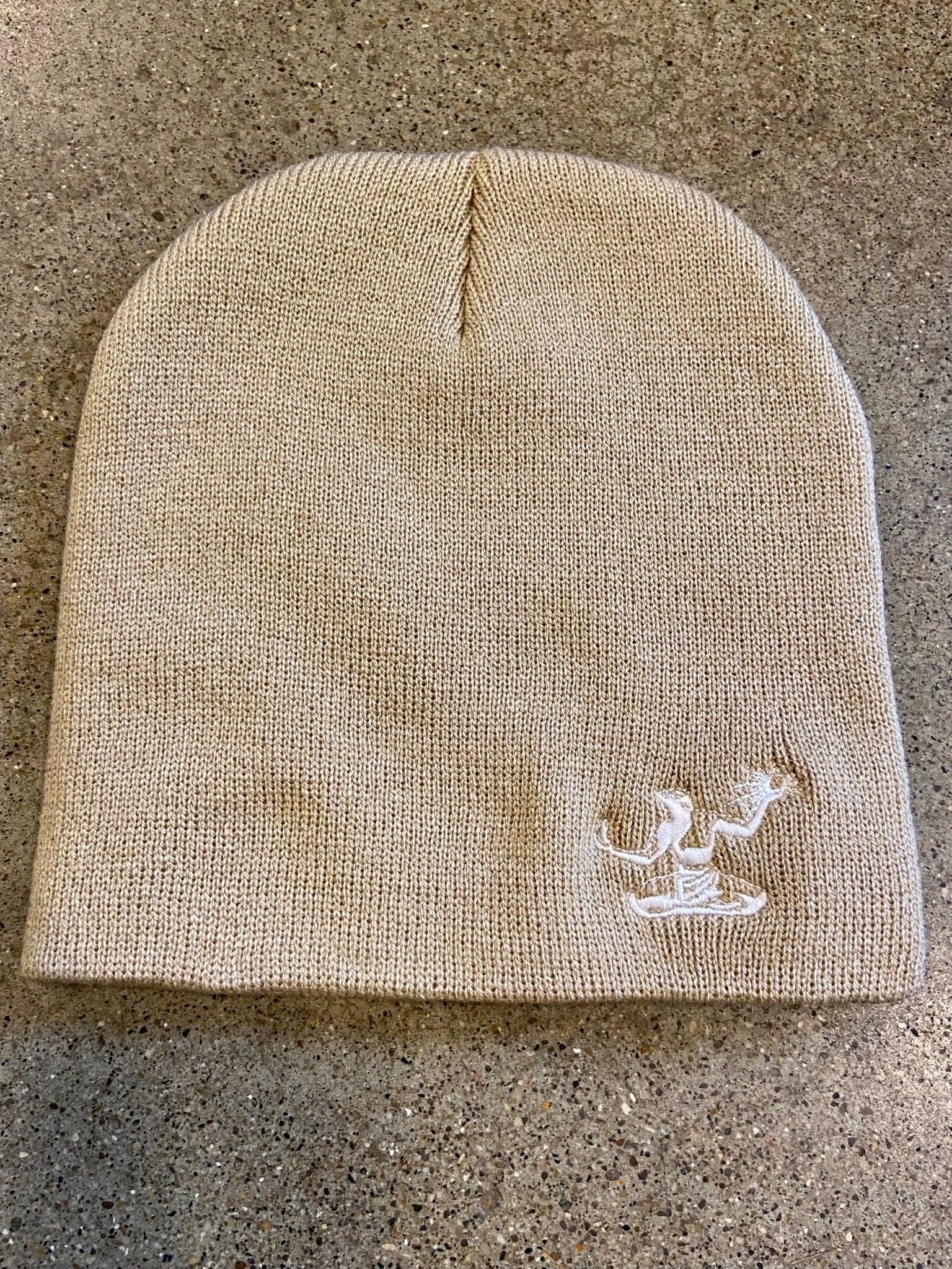 Spirit of Detroit Knit Beanie/ White + Camel Hat