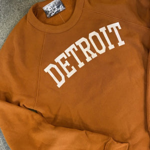 Detroit Collegiate Arch Pullover /  White + Pumpkin / Unisex sweatshirt   
