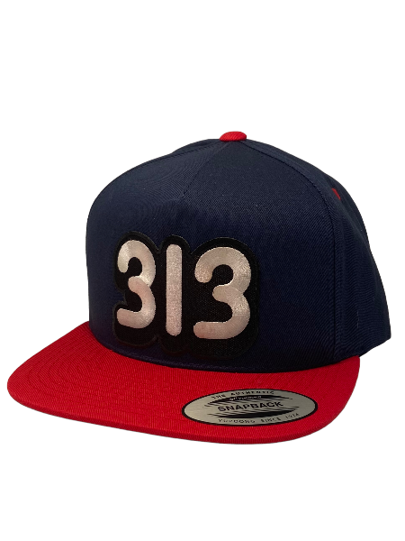 313 Snapback Hat / Navy + Red Hat   
