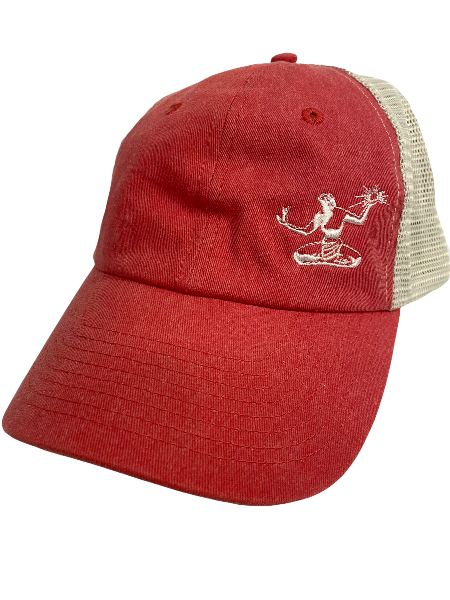Spirit of Detroit Trucker Adjustable Hat / Unisex Hat White/Coral  