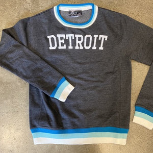 Detroit Collegiate Arch Crew /  White + Charcoal / Unisex sweatshirt   