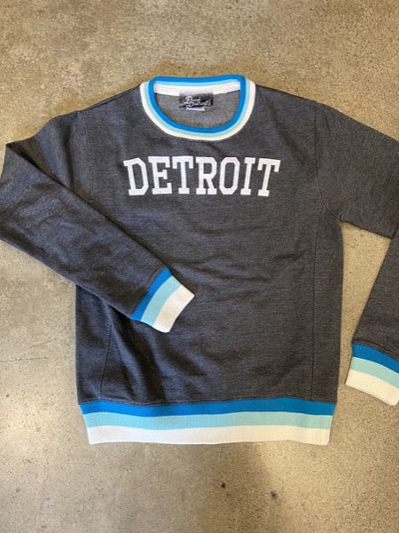 Detroit Collegiate Arch Crew /  White + Charcoal / Unisex sweatshirt   