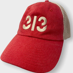 Modern 313 Trucker Adjustable Hat / Unisex/ Cream + Red Hat   