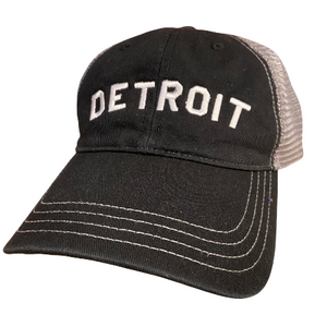 Pure Detroit Trucker Adjustable Hat / White + Black/Gray Hat Classic Detroit  