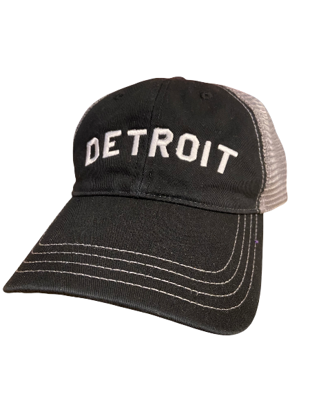 Pure Detroit Trucker Adjustable Hat / White + Black/Gray Hat Classic Detroit  