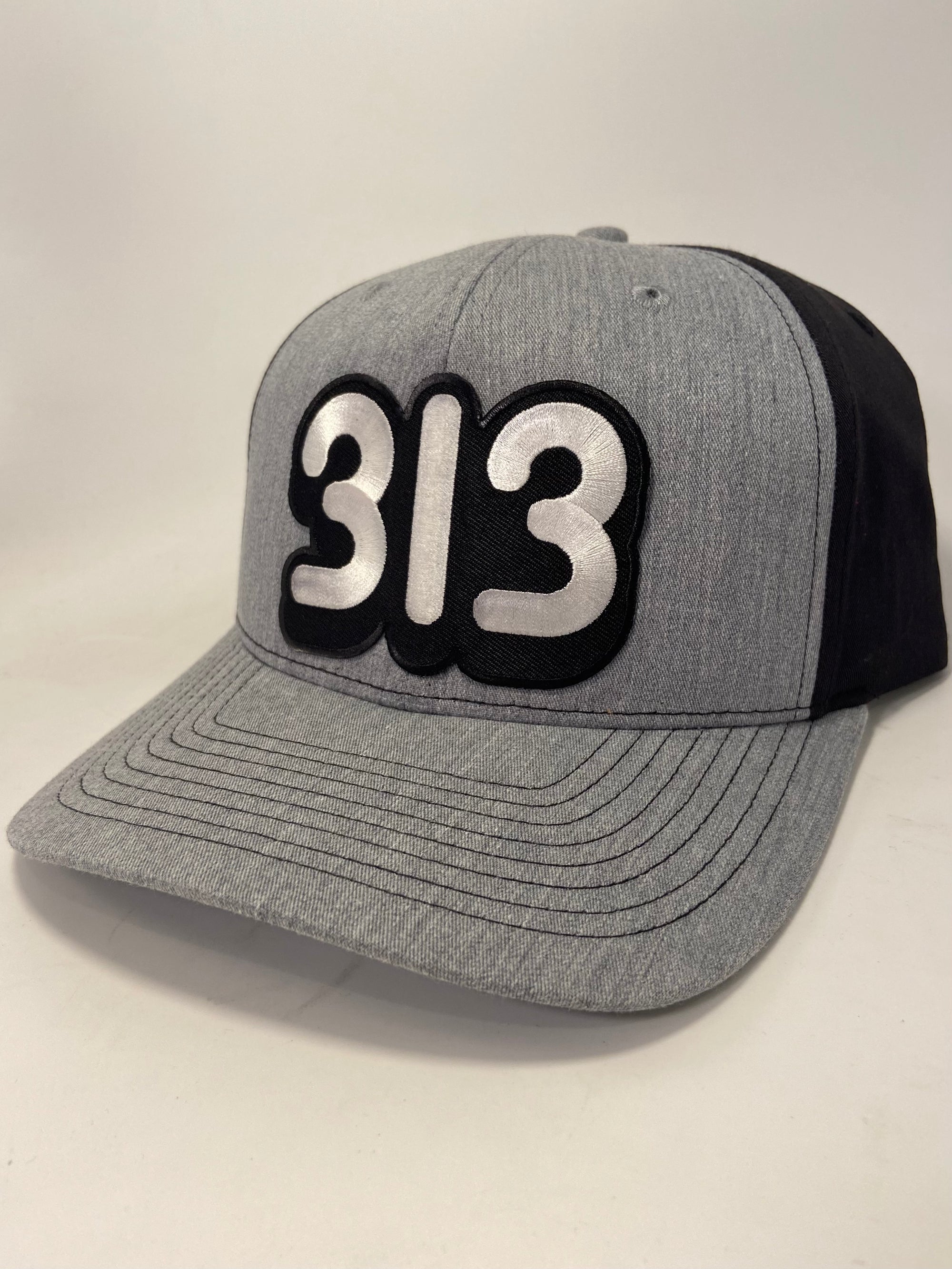 313 Snapback Hat / Black + Gray Hat   