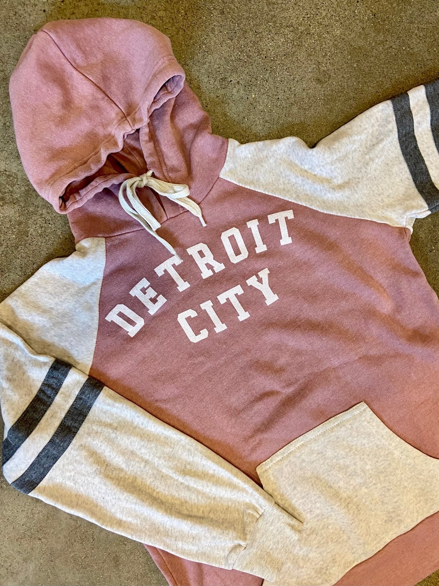Detroit City Fleece Hoodie / White + Orchid/Oatmeal / Women's - Pure Detroit