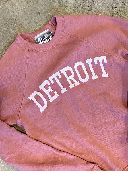 Detroit Collegiate Arch Pullover /  White + Mauve / Unisex sweatshirt   