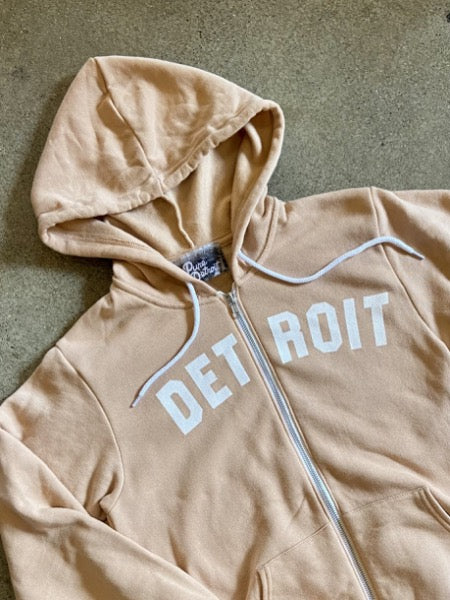 Detroit Classic Tri-Blend Zip Hoodie / White + Putty / Unisex/XL