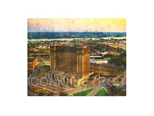 Michigan Central Station Aerial Luster or Canvas Print $35 - $430 Luster Prints and Canvas Prints   