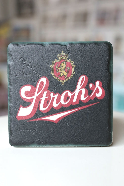 Stroh s Bohemian Black Porcelain Tile Coaster Pure Detroit